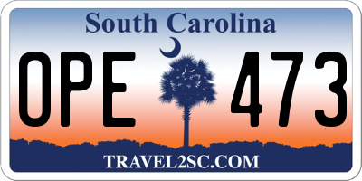 SC license plate OPE473