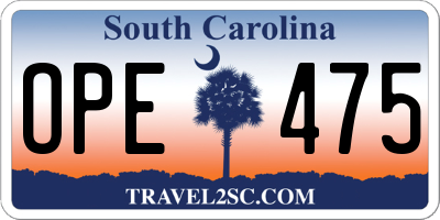 SC license plate OPE475