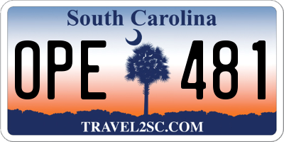 SC license plate OPE481