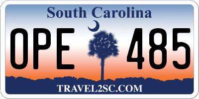 SC license plate OPE485