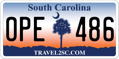 SC license plate OPE486