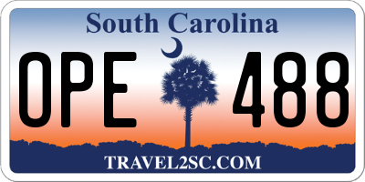 SC license plate OPE488