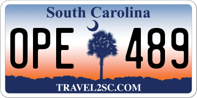 SC license plate OPE489
