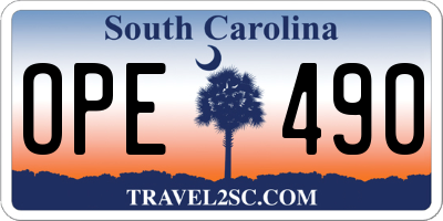 SC license plate OPE490
