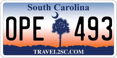 SC license plate OPE493