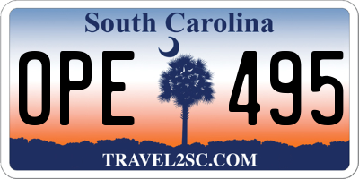 SC license plate OPE495