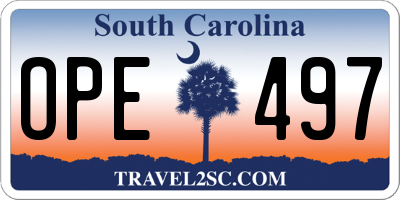 SC license plate OPE497