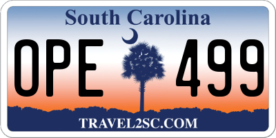 SC license plate OPE499