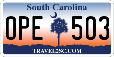 SC license plate OPE503
