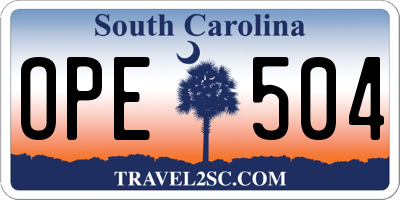 SC license plate OPE504