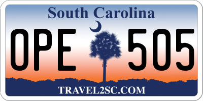 SC license plate OPE505