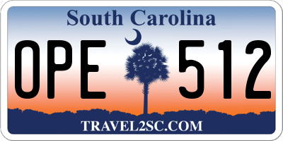 SC license plate OPE512