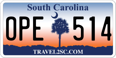 SC license plate OPE514