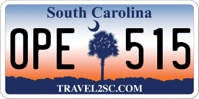 SC license plate OPE515
