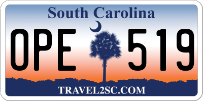 SC license plate OPE519