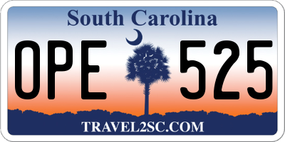 SC license plate OPE525