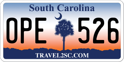 SC license plate OPE526