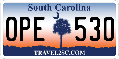 SC license plate OPE530