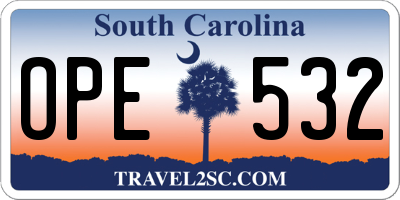 SC license plate OPE532