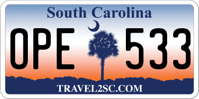 SC license plate OPE533
