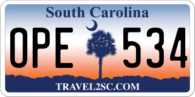 SC license plate OPE534