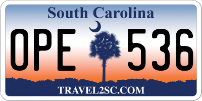 SC license plate OPE536