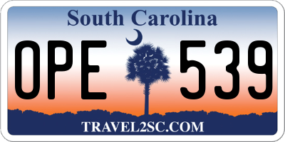 SC license plate OPE539