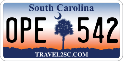 SC license plate OPE542