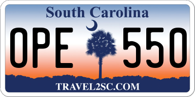 SC license plate OPE550