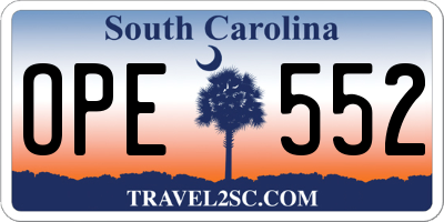 SC license plate OPE552