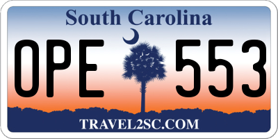 SC license plate OPE553