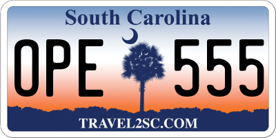 SC license plate OPE555