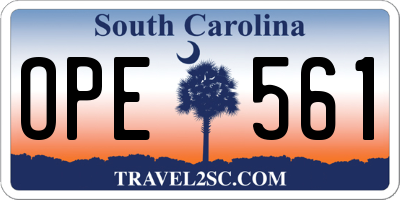 SC license plate OPE561