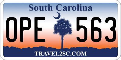 SC license plate OPE563