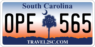 SC license plate OPE565