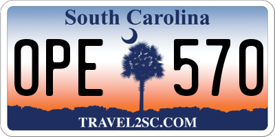 SC license plate OPE570