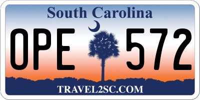 SC license plate OPE572
