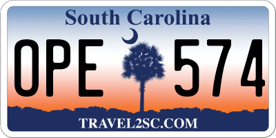 SC license plate OPE574