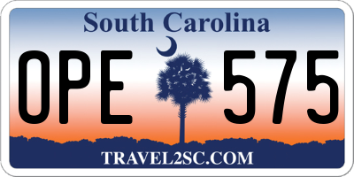 SC license plate OPE575