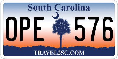 SC license plate OPE576