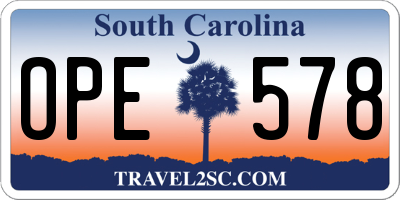 SC license plate OPE578