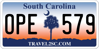SC license plate OPE579
