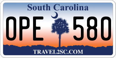 SC license plate OPE580
