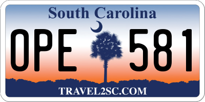 SC license plate OPE581