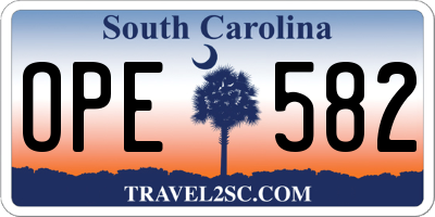 SC license plate OPE582