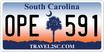 SC license plate OPE591