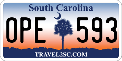 SC license plate OPE593