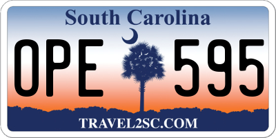SC license plate OPE595
