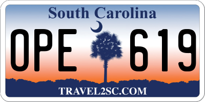 SC license plate OPE619