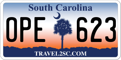 SC license plate OPE623